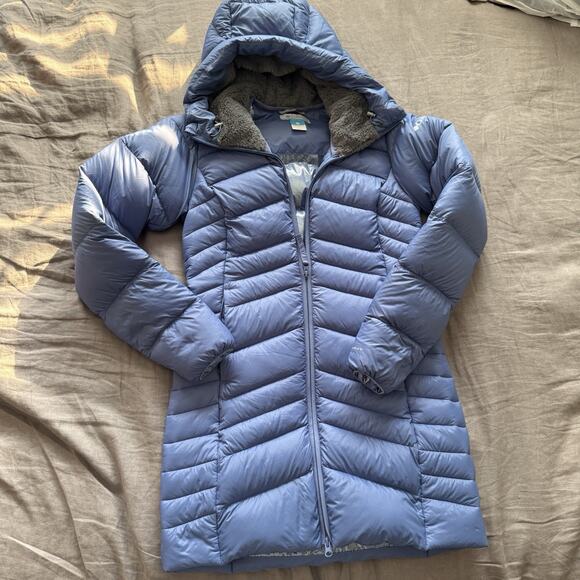 Columbia Women's Hooded Puffer Coat Autumn Mid Jacket Omni Heat Light Blue XS - Picture 5 of 13